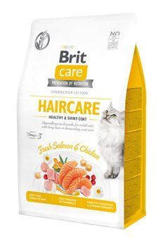 Сухий корм Brit Care Cat GF Haircare Healthy & Shiny Coat для котів, догляд за шкірою і шерстю, лосось та курка, 400 г 171307 фото