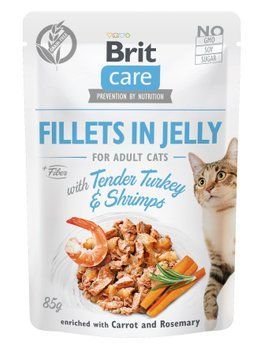 Вологий корм Brit Care Cat Pouch для котів, в желе, ніжна індички з креветками, 85 г 100535/0570 фото