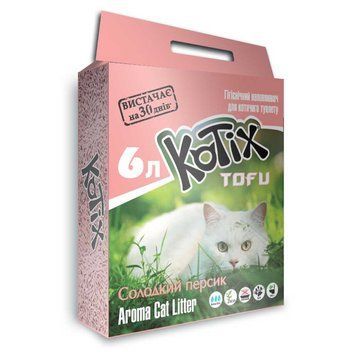 Наповнювач д/кот KOTIX TOFU Honey Peach. 6L (6шт/ящ) KT0046 фото