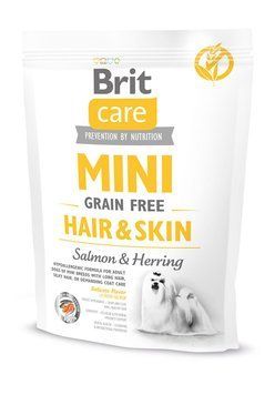 Сухий корм Brit Care GF Mini Hair & Skin для собак мініатюрних порід, для шкіри та шерсті, з лососем та оселедцем, 400 г 170783 фото