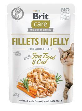 Вологий корм Brit Care Cat Pouch для котів, в желе, тріска та форель, 85 г 100536/0587 фото