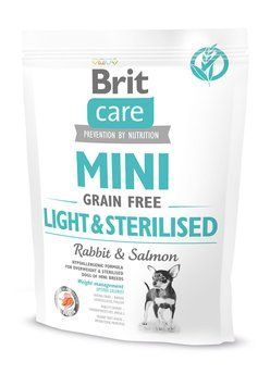 Сухий корм Brit Care GF Mini Light & Sterilised для дорослих собак дрібних порід із зайвою вагою або стерилізованих, з кроликом та лососем, 400 г 170786/1074 фото