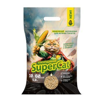 Наповнювач кукурудзяний SuperCat, що комкується для котячих туалетів, 5 кг. 8011991 фото