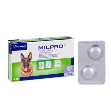 Мілпро собаки (5-25 кг)Milpro таблетки від гельмінтів для дорослих собак Упаковка 4 табл 306924 фото