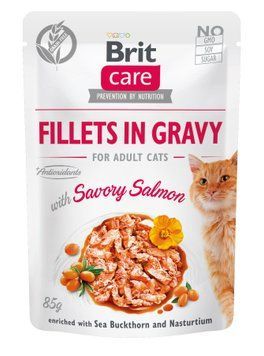 Вологий корм Brit Care Cat Pouch для котів, філе в соусі, пікантний лосось, 85 г 100530/0525 фото