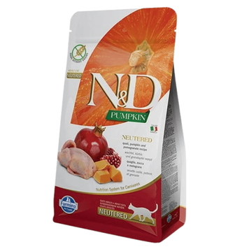 Фарміна кет сух N&D Grain Free PUMPKIN QUAIL & POMEGRANATE NEUTERED ADULT з перепелом та гарбузом 5 kg(Доступний на вагу) 168809 фото