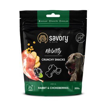 Хрусткі ласощі Savory для здоров'я кісток і суглобів собак, кролик та чорноплідна горобина, 200 г 31362 фото