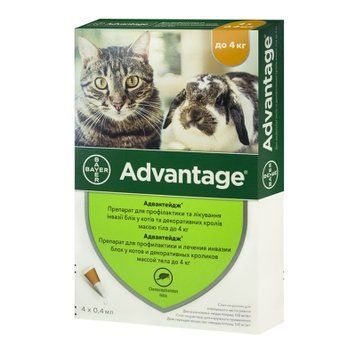 Advantage краплі на холку для котів до 4 кг 1 піпетка 21012025 фото