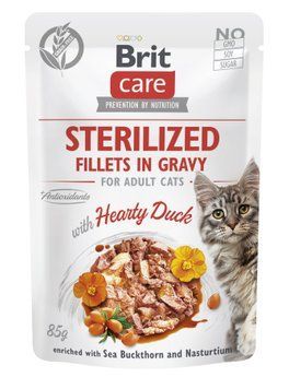 Корм вологий для стерилізованих котів Brit Care Cat Sterilized філе в соусі з качкою, пауч, 85 г 101043 фото