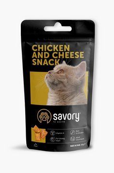 Хрумкі ласощі Savory Snack Подушечки для вибагливих котів, з куркою та сиром, 60 г 31461 фото